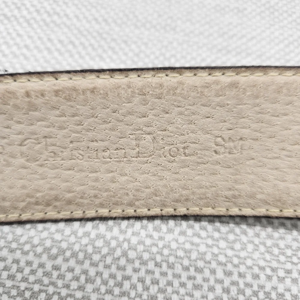 Christian Dior 607 Small Brown Pebbled Leather Belt Gold Color Buckle